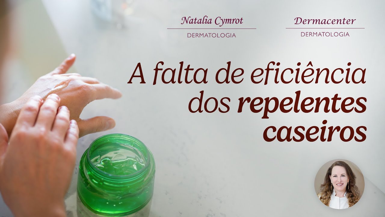 uma mão esta passando um tipo de repelente e ao lado esta escrito "A falta de eficiência dos repelentes caseiros"