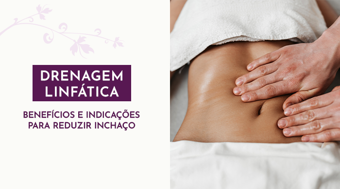 Pessoa deitada recebendo massagem na região abdominal com toalha cobrindo parte do corpo, ilustrando técnica de drenagem linfática.